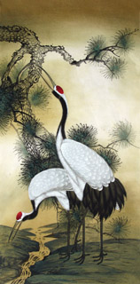 Chinese Crane Painting,66cm x 130cm,2581002-x
