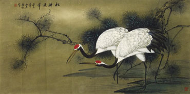 Chinese Crane Painting,66cm x 130cm,2581005-x