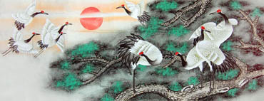 Chinese Crane Painting,70cm x 180cm,2617039-x