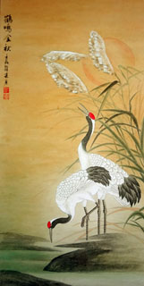 Chinese Crane Painting,50cm x 100cm,4358005-x