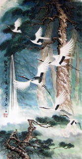 Chinese Crane Painting,69cm x 138cm,4700014-x