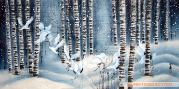 Chinese Crane Painting,66cm x 136cm,4701004-x