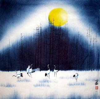 Chinese Crane Painting,69cm x 69cm,4701009-x