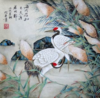 Chinese Crane Painting,40cm x 40cm,4703005-x