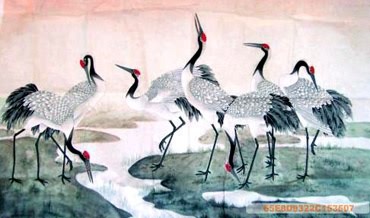 Chinese Crane Painting,70cm x 120cm,4703006-x