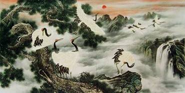 Chinese Crane Painting,69cm x 138cm,4737028-x