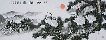 Chinese Crane Painting,180cm x 68cm,cyd21123021-x