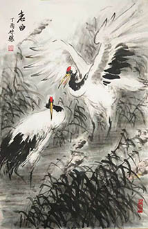 Chinese Crane Painting,46cm x 70cm,lx21125001-x