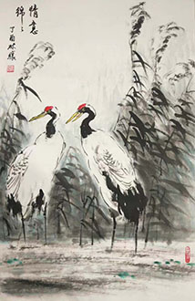 Chinese Crane Painting,46cm x 70cm,lx21125002-x