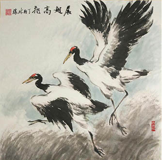 Chinese Crane Painting,68cm x 68cm,lx21125004-x