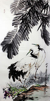 Chinese Crane Painting,50cm x 100cm,syx21172014-x