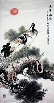 Chinese Crane Painting,136cm x 68cm,syx21172016-x