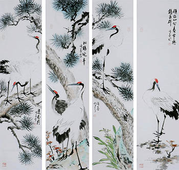 Chinese Crane Painting,35cm x 136cm,xm21184010-x