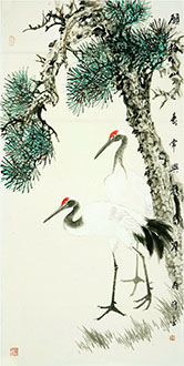 Chinese Crane Painting,66cm x 130cm,xm21184011-x