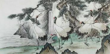 Chinese Crane Painting,69cm x 138cm,ysq21078002-x