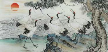 Chinese Crane Painting,69cm x 138cm,ysq21078003-x