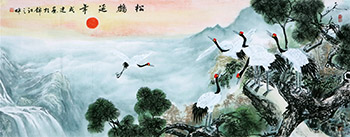Chinese Crane Painting,180cm x 68cm,zjp21110012-x