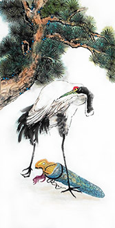 Chinese Crane Painting,97cm x 180cm,zy21191015-x