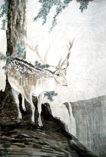 Chinese Deer Painting,70cm x 100cm,4459001-x