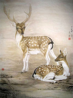 Chinese Deer Painting,130cm x 170cm,4461002-x
