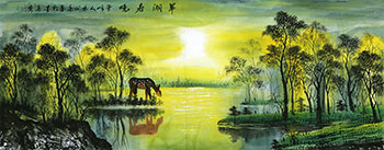 Chinese Deer Painting,70cm x 180cm,kl41201002-x