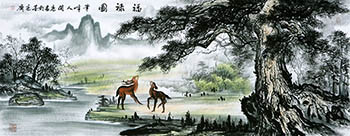 Chinese Deer Painting,70cm x 180cm,kl41201003-x