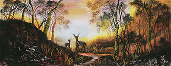 Chinese Deer Painting,70cm x 180cm,kl41201005-x