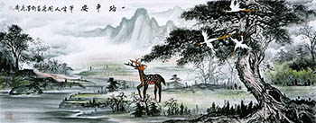 Chinese Deer Painting,70cm x 180cm,kl41201009-x