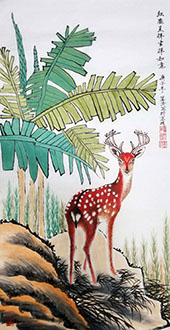 Chinese Deer Painting,50cm x 100cm,llg41199002-x