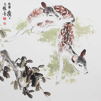 Chinese Deer Painting,69cm x 69cm,wwq41204004-x