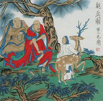 Chinese Deer Painting,50cm x 50cm,ys41202004-x