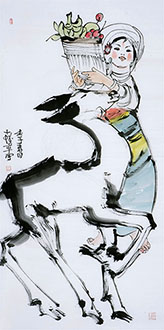 Chinese Deer Painting,68cm x 136cm,ys41202008-x