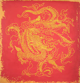 Chinese Dragon Painting,68cm x 68cm,4011008-x
