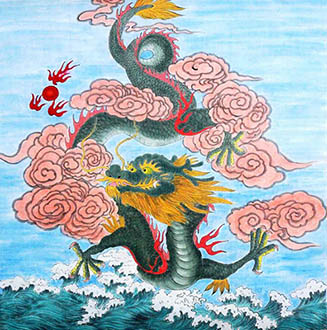 Chinese Dragon Painting,68cm x 68cm,4449040-x