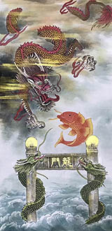 Chinese Dragon Painting,68cm x 136cm,4506003-x