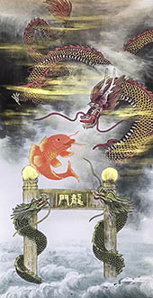 Chinese Dragon Painting,68cm x 136cm,4506005-x