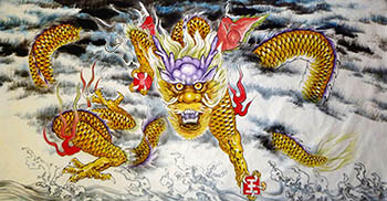 Chinese Dragon Painting,68cm x 136cm,4695131-x