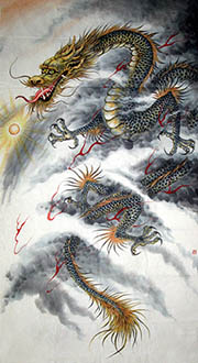 Chinese Dragon Painting,96cm x 180cm,4696008-x
