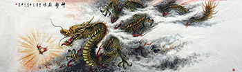 Chinese Dragon Painting,97cm x 325cm,4696009-x