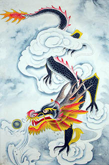 Chinese Dragon Painting,43cm x 65cm,4732003-x