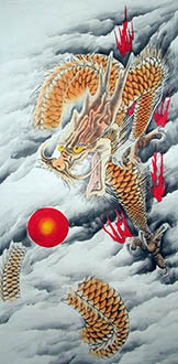 Chinese Dragon Painting,65cm x 134cm,4732011-x
