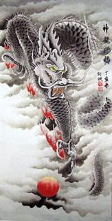 Chinese Dragon Painting,50cm x 100cm,4738002-x