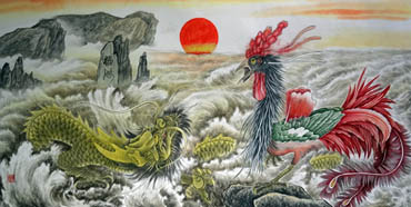 Chinese Dragon Painting,66cm x 136cm,4738003-x
