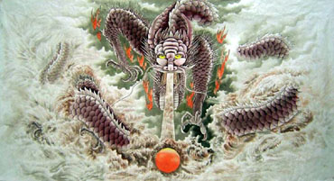 Chinese Dragon Painting,70cm x 130cm,4738006-x
