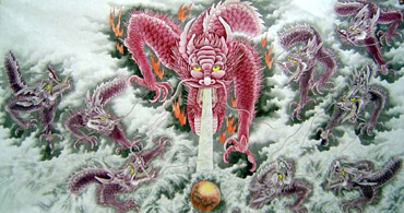 Chinese Dragon Painting,97cm x 180cm,4738009-x