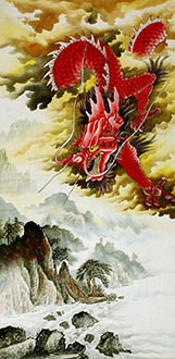 Chinese Dragon Painting,136cm x 68cm,4738015-x