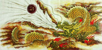 Chinese Dragon Painting,68cm x 136cm,4738019-x