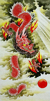 Chinese Dragon Painting,68cm x 136cm,4738027-x