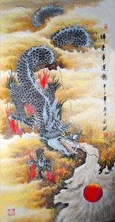 Chinese Dragon Painting,69cm x 138cm,4738043-x
