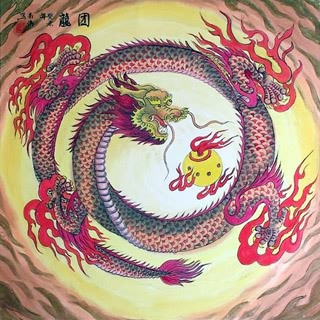 Chinese Dragon Painting,50cm x 50cm,4739007-x